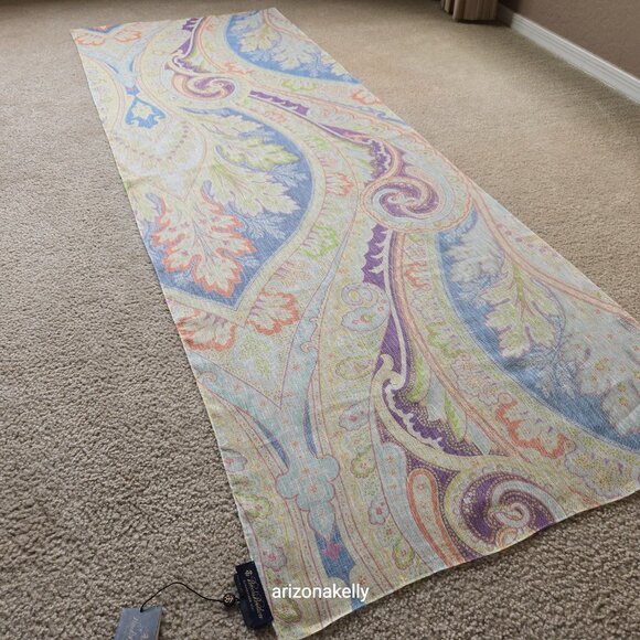 NWT Brooks Brothers Linen & Silk Oblong Scarf Lightweight Pastel - Picture 7 of 12